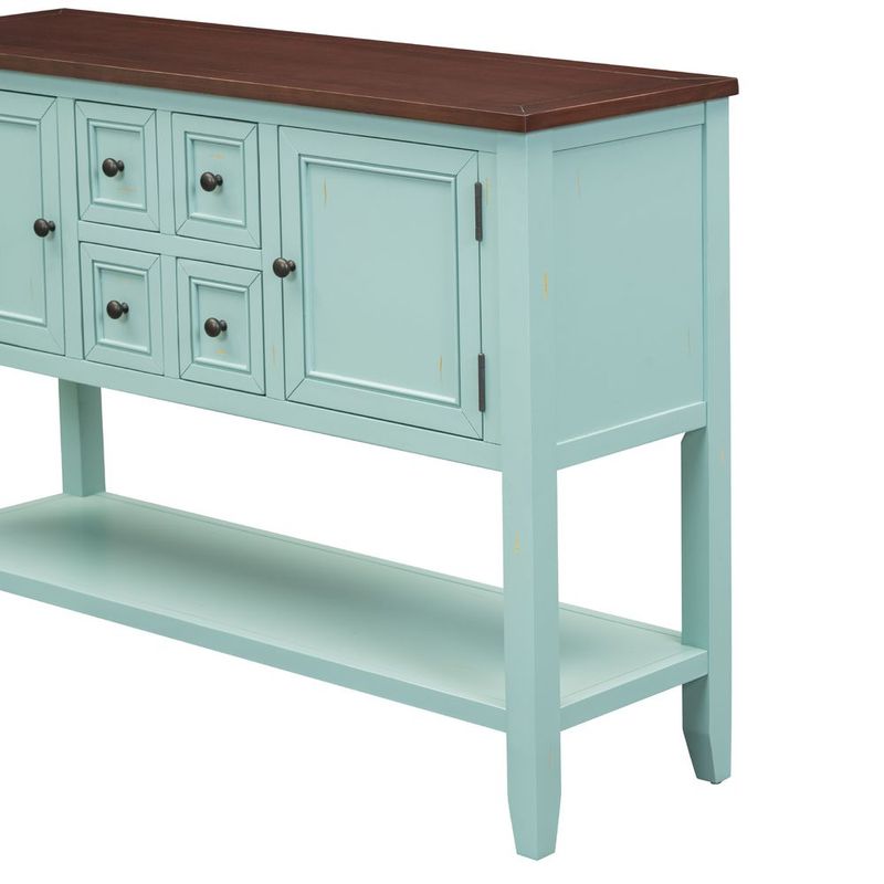 TREXM Cambridge Series Ample Storage Vintage Console Table With Four Small Drawers And Bottom Shelf For Living Rooms, Entrances And Kitchens (Retro_voghion.com