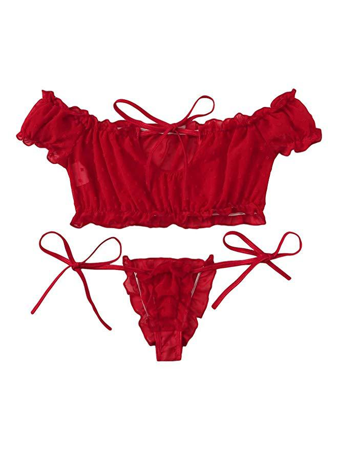 2020 New Style Swimsuit Two-Piece Lace Lingerie Sexy Nightwear_voghion.com