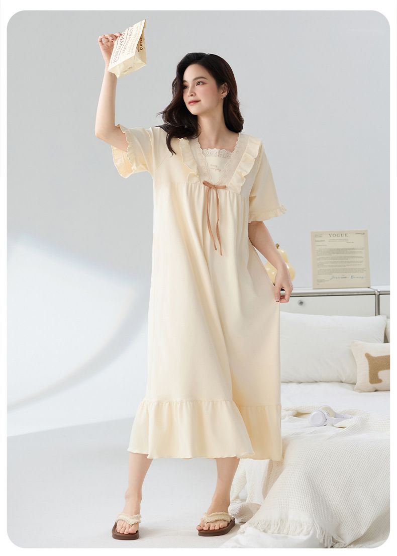 Camicia da notte in puro cotone, classe A, estiva, a maniche corte, da donna, estiva, da casa, taglia grande_voghion.com