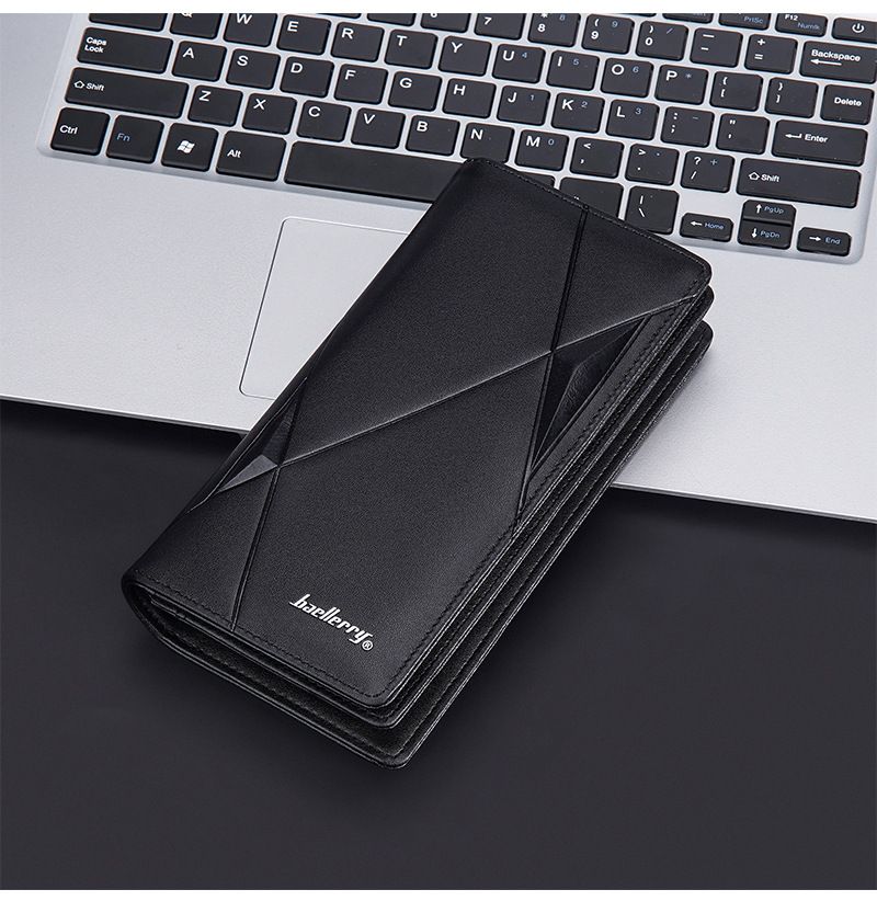 New men's long wallet baellerry cross-border multi-card slot zipper clutch business plain handbag men_voghion.com