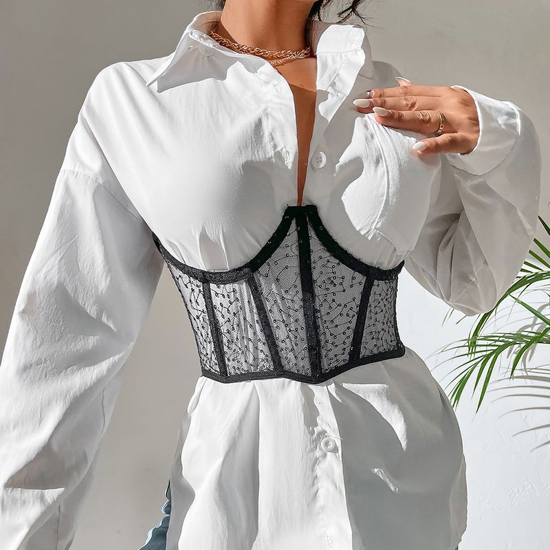 La moda dell'abbigliamento femminile all'esterno prende la strada piccolo gilet con perline cintura in vita con ferretto a spina di pesce con lacci in vita sottile_voghion.com