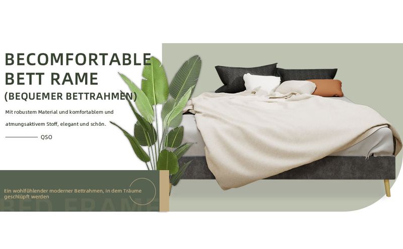 Modernes Bettgestell 160x200cm, Grigio, Veloursstoff, Design a basso profilo_voghion.com