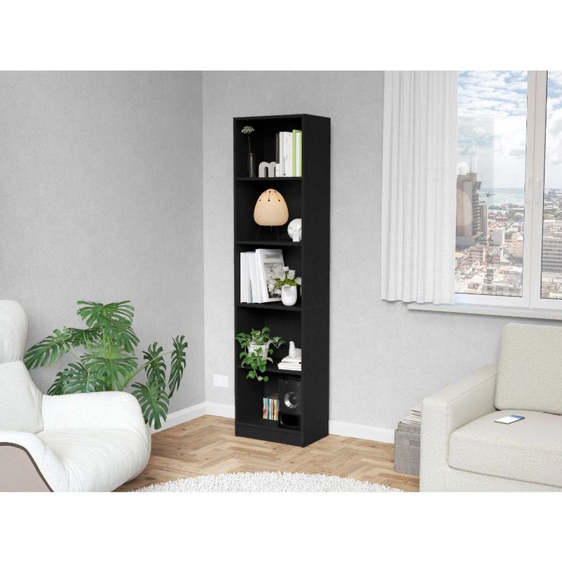 Libreria sottile nera Zachary a 5 ripiani_voghion.com