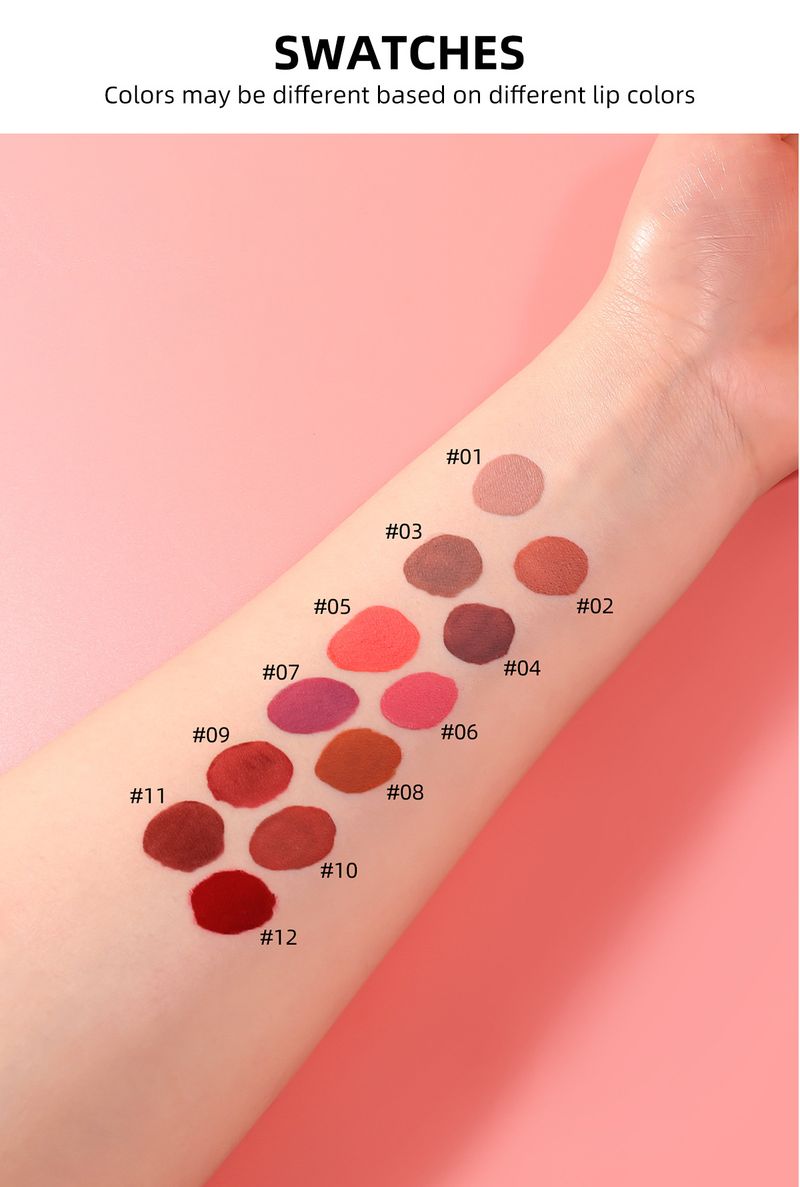 12 Colors Single Matte Velvet Lip Gloss Liquid Lipstick Long-lasting_voghion.com