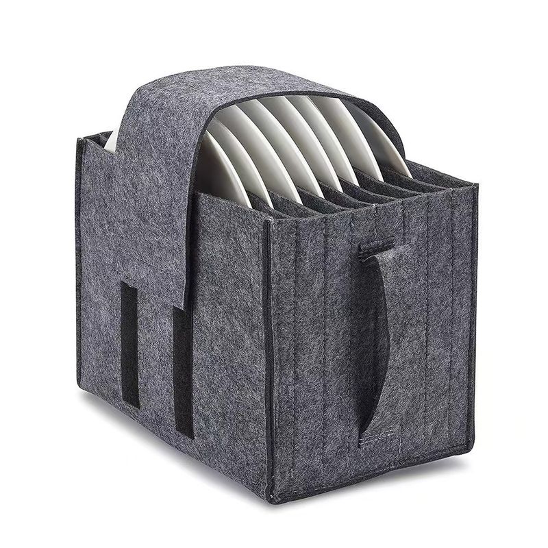 Sac de rangement d'assiettes en feutre, sac de rangement de vaisselle de camping pique-nique, sac de rangement portable à couches_voghion.com