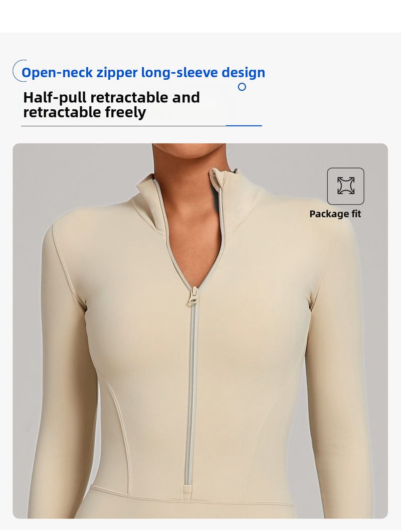 Tuta calda da corsa in pile con cerniera a metà collo per yoga e attività all'aperto, autunno e inverno, abbigliamento fitness 84027_voghion.com