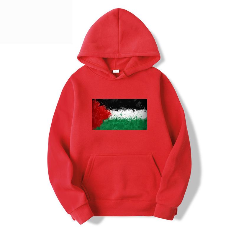 Felpa con cappuccio casual tinta unita con tema Pakistan-Israele Palestina da donna_voghion.com