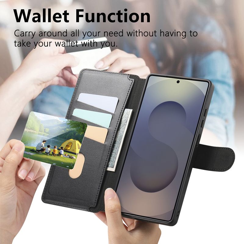 TechGlobe Suitable For Samsung Ultra Magnetic Flip 2-in-1 Detachable S25 Wallet Shockproof Phone Case_voghion.com