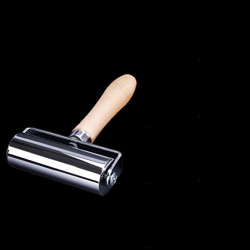 1Pcs 10cm Pusher Roller Original Wooden Handle Roller Leather Crimping Tool Leather Crimping Tool Large Iron Roller_voghion.com