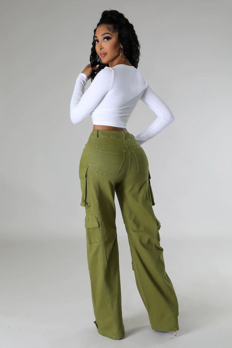 Damenbekleidung Bonbonfarbene Multi-Bag-Hosen_voghion.com