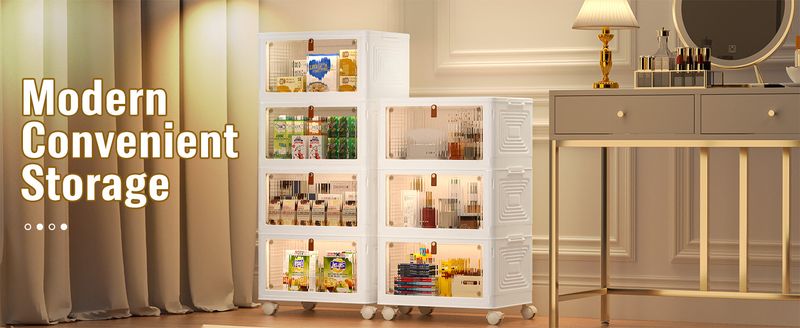 4 Tier Plastic Storage Bins And Boxes Organizer Stackable With Lids For Bedroom, Living Room, Office - Foldable_voghion.com