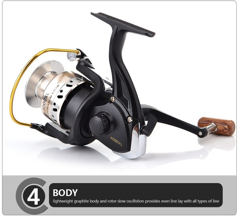 FISHKING Mulinello da pesca con ruota girevole, cuscinetto 9+1, portafilo completamente in metallo, manico in legno cavo, esca a lancio lungo, nero_voghion.com