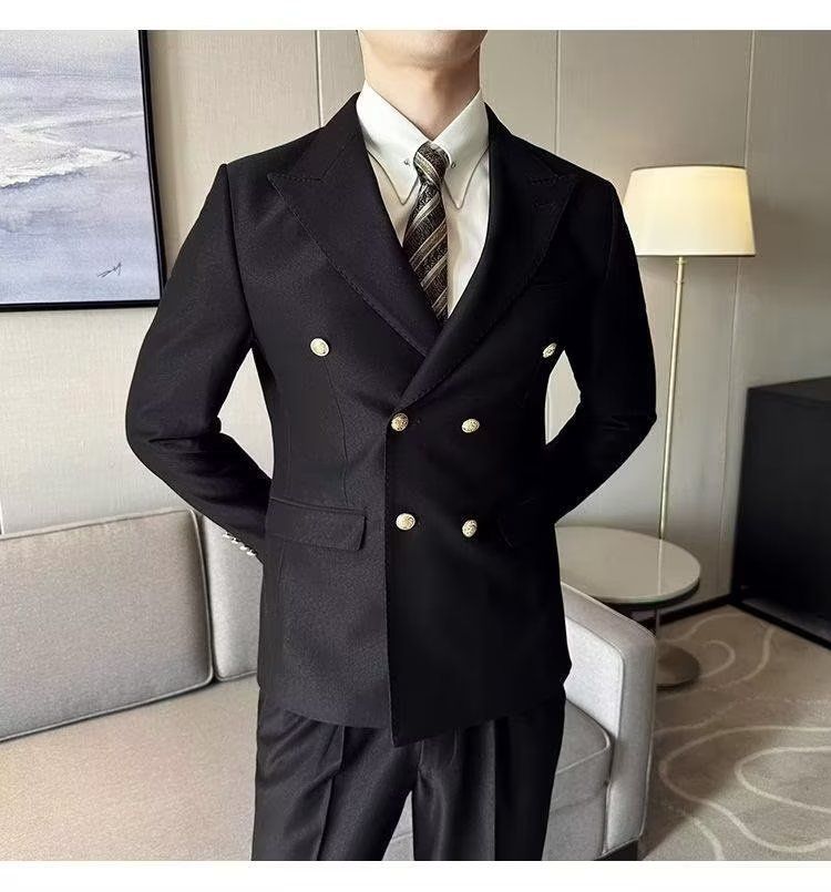 Men's Jacket Korean Style Slim Fit Small Professional Formal Wear Groomsmen Outfit Bridegroom Wedding Suit_voghion.com