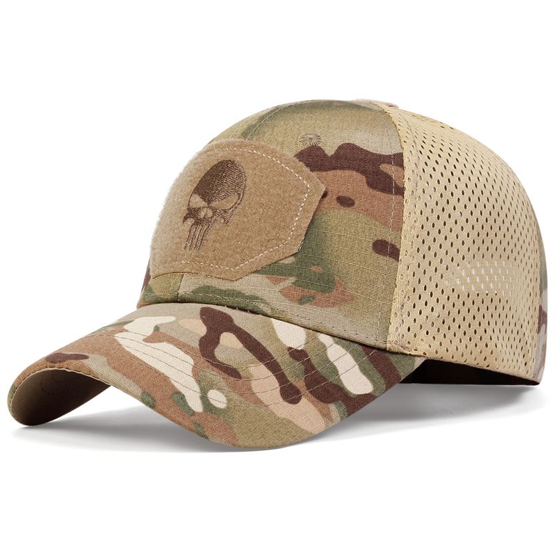 New Tide Cool Skull Multicam Operators Mesh Baseball Cap Männer Fitted Cap Taktesch Gutt Qualitéit Atmungsaktiv Outdoor Sportarten_voghion.com