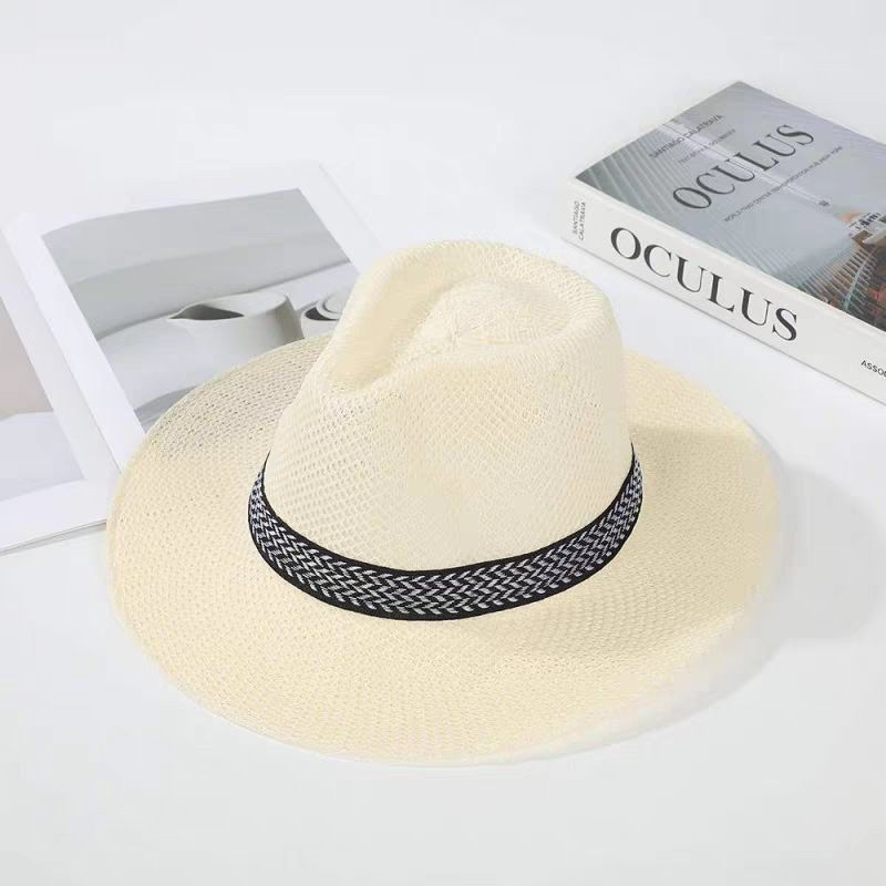 Cappello estivo da uomo e da donna, con tesa larga, Fedora Jazz, protezione solare, fresco, per esterni, di mezza età e in paglia_voghion.com