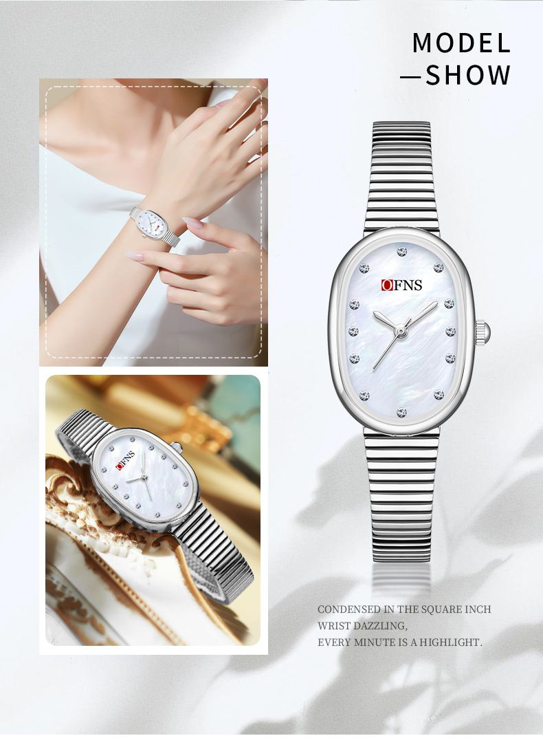 Orologio Madreperla Ovale Orologio al Quarzo Impermeabile Leggero Lusso Orologio da Donna_voghion.com