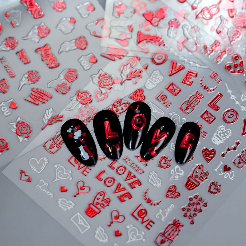 Selbstklebende, wasserfeste Nagelaufkleber zum Valentinstag, Herzform, romantische Liebesaufkleber für Mädchen, einfach anzubringen_voghion.com