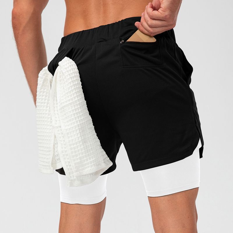 Nieuwe camouflagesportshorts voor heren, dubbellaagse sneldrogende hardloopbroek met meerdere zakken, trainings- en fitnesscapris_voghion.com