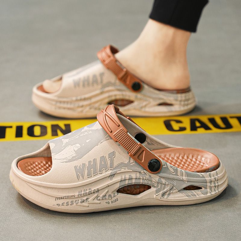 Ciabatte estive da uomo per l'uso all'aperto, con suola spessa e altezza maggiorata. Sono antiscivolo, antiodore e resistenti all'usura._voghion.com