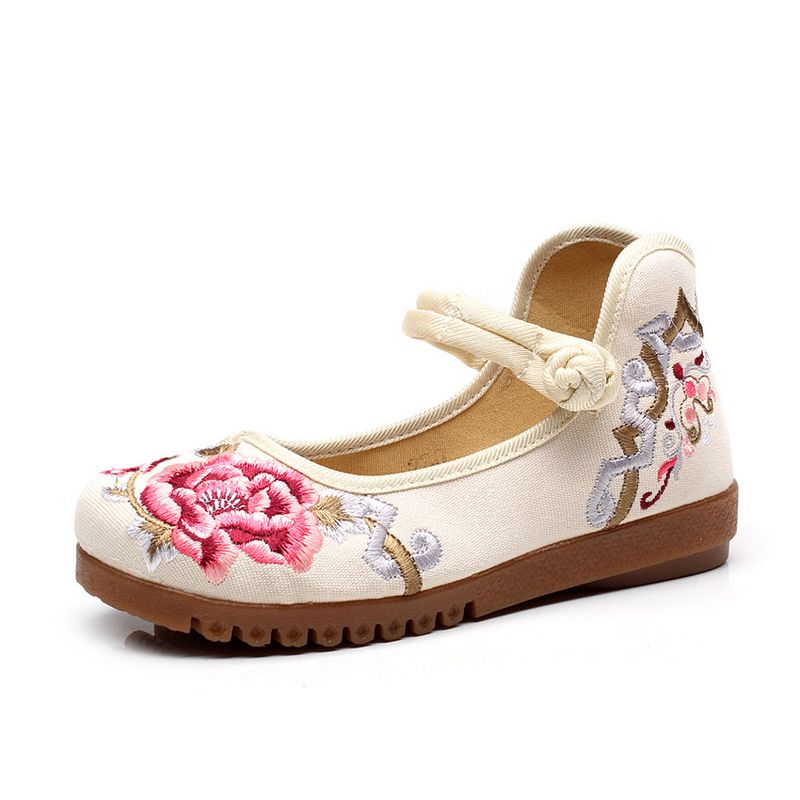 Flaches besticktes Tuch mit Kuhsehnensohlen, Frühlings- und Herbst-Mutter-Slipper mit großen Zehen, einzeiliger Riemen, Damen-Single_voghion.com