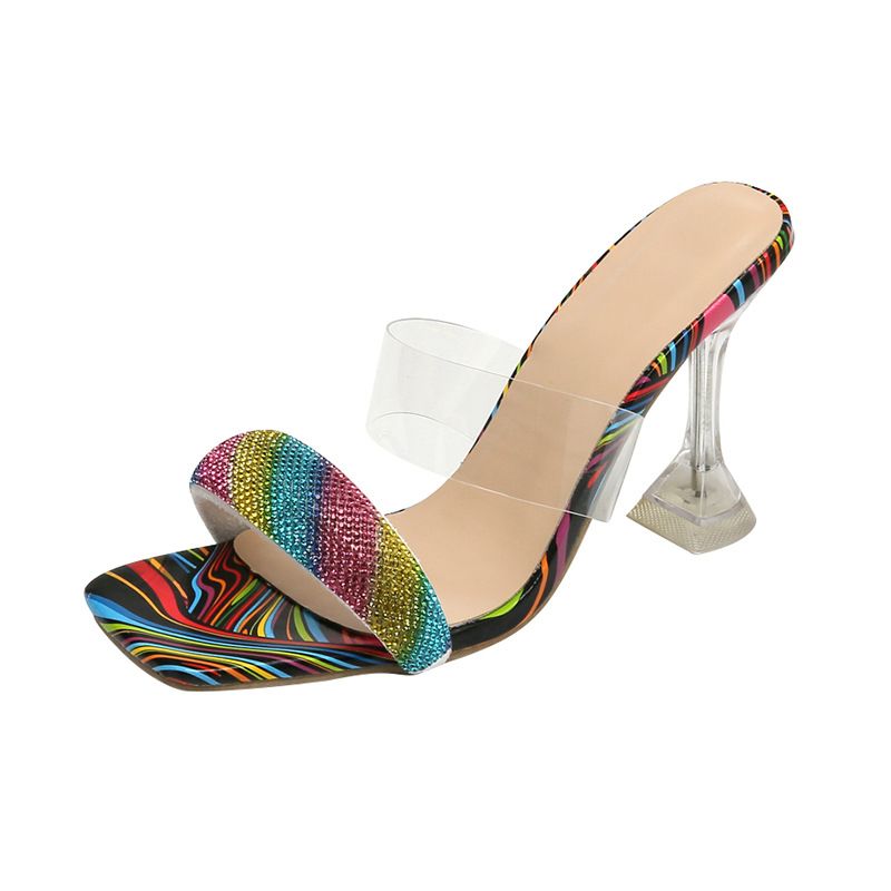 2024 Large Fashion Women's Head Water Diamond Wine Cup Heel One line Cool Slippers_voghion.com