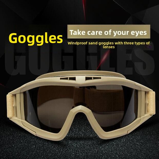 Outdoor Desert Tactical CS Glasses Protective Anti-fog Anti-drop Gear Windshield Goggles Windproof Sandproof_voghion.com