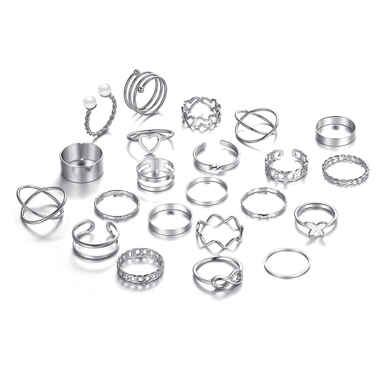 22 pezzi/set anelli di perle con croce a forma di cuore in metallo punk vintage per gioielli di moda con anelli di dito impilabili geometrici femminili_voghion.com