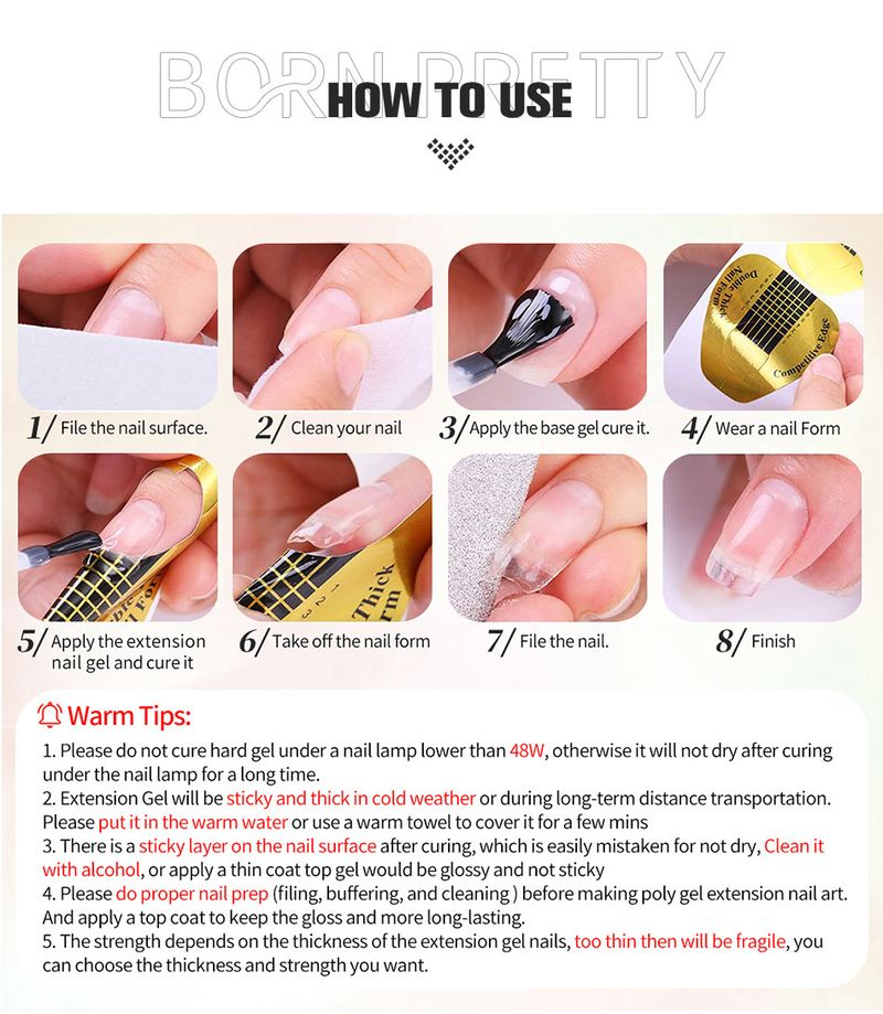 BORN PRETTY 30ml Gel UV per unghie finte a rapida estensione in confezione - Gel per unghie finte indolore e soak-off per salone e fai da te_voghion.com