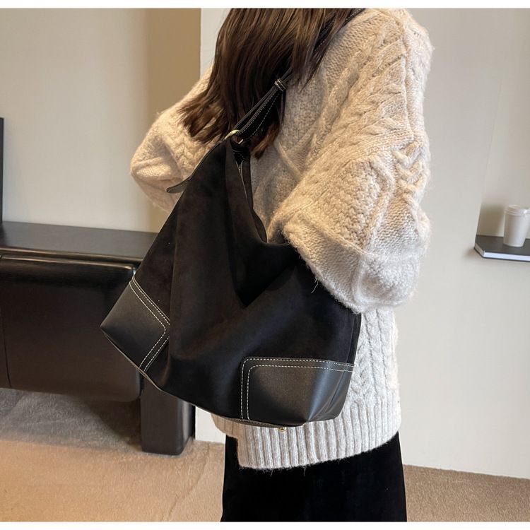Borsa a tracolla singola in pelle scamosciata di alta qualità per donna 2024, nuova borsa alla moda e versatile con grande capacità per i pendolari_voghion.com