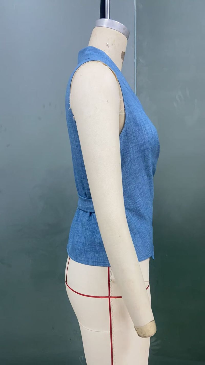 Abbigliamento donna Camicia senza maniche Temperamento estivo Camicia aderente senza spalline Cardigan Abbigliamento donna_voghion.com