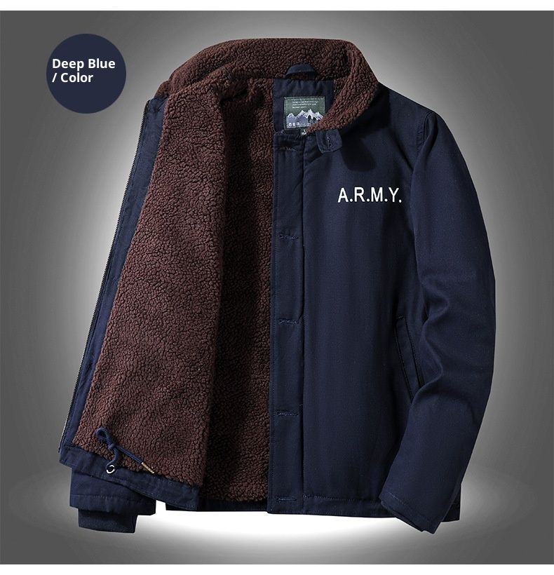 QFV507045555501<2 Middle-aged Men's Jacket Deck Padded Warm Military Workwear Winter Fleece Lined Thickened Casual Turn-down Collar Cotton_voghion.com