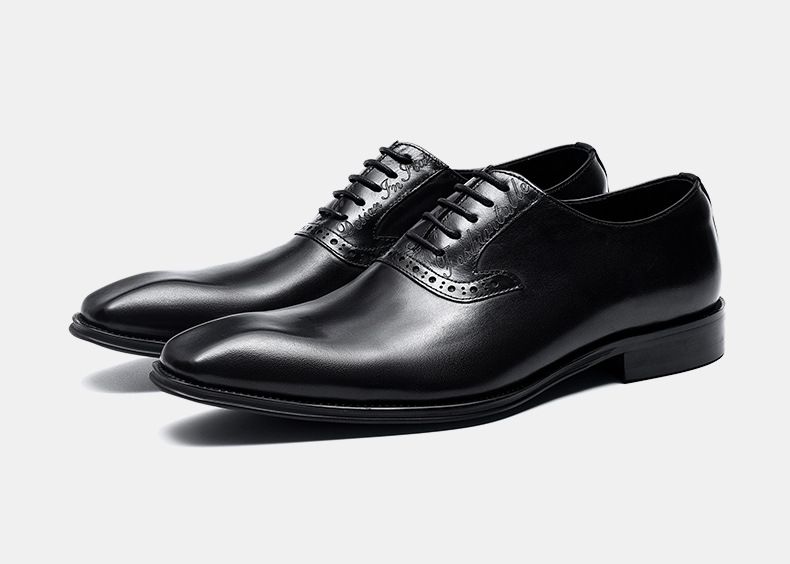Skórzane buty męskie pierwsza warstwa skóry bydlęcej biznesowe formalne skórzane Brock rzeźbione brytyjskie zabytkowe buty ślubne garniturowe_voghion.com