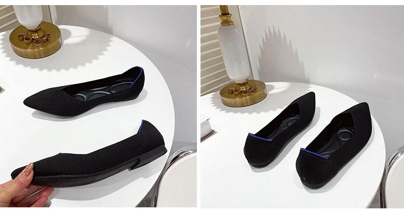 Scarpe da donna con tacco basso, con punta volante, in maglia, con involtini di pollo, per il commercio estero transfrontaliero_voghion.com