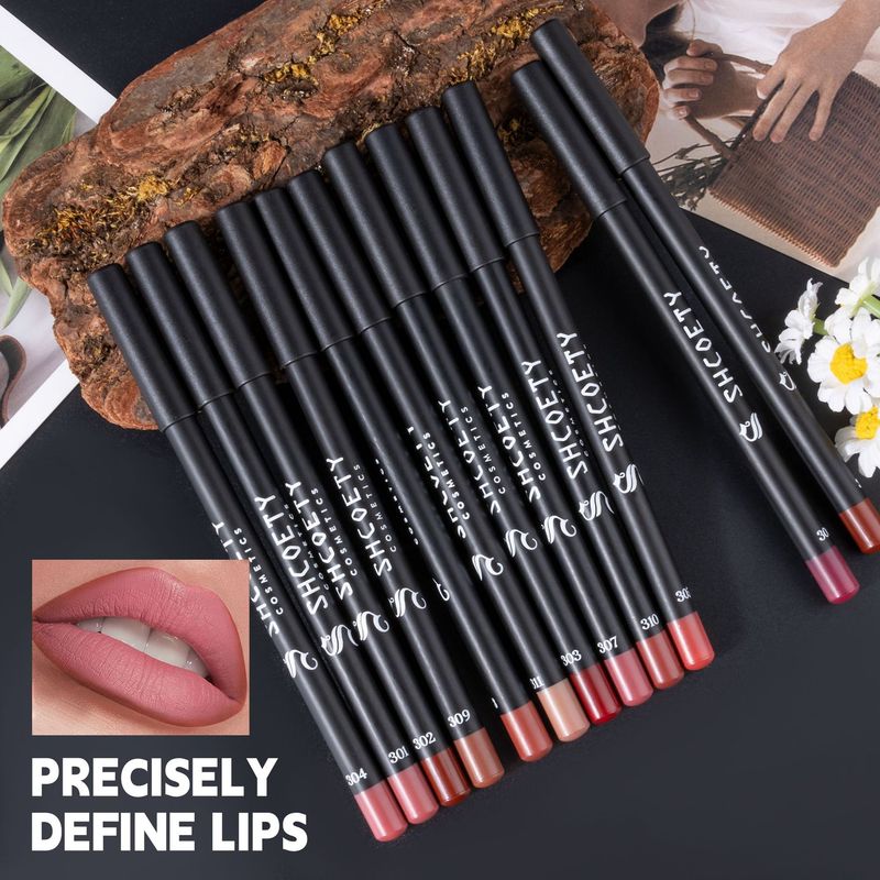 SHCOETY 12-Color Lip Liner Set - Nude Matte Lipsticks, Long-Lasting & Transfer-Proof Makeup_voghion.com
