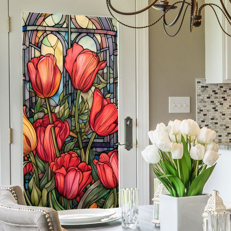 flower sea static glass sticker PVC glue free window sticker home decoration window flower glass sticker_voghion.com