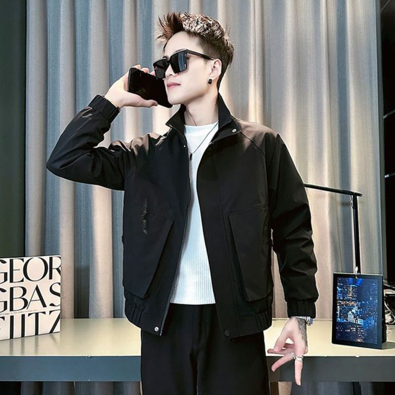 Giacca corta con colletto rialzato di alta qualità ed elegante, 2025, nuova giacca casual versatile da uomo per la primavera e l'autunno_voghion.com