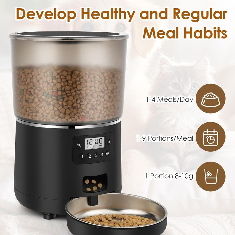 Katze, Apritsce 4L Katzenfutter Automat Mit Edelstahlnapf Und Timer, 1-4 Mahlzeiten Pro Tag Futterspender Katze, Automatic Cat Feeder Für Kleine Und_voghion.com
