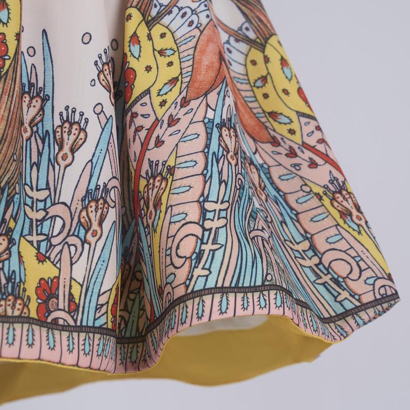 Abito da donna in due pezzi con maniche a lanterna, stampa di posizionamento, camicia in lino, gonna e cintura_voghion.com