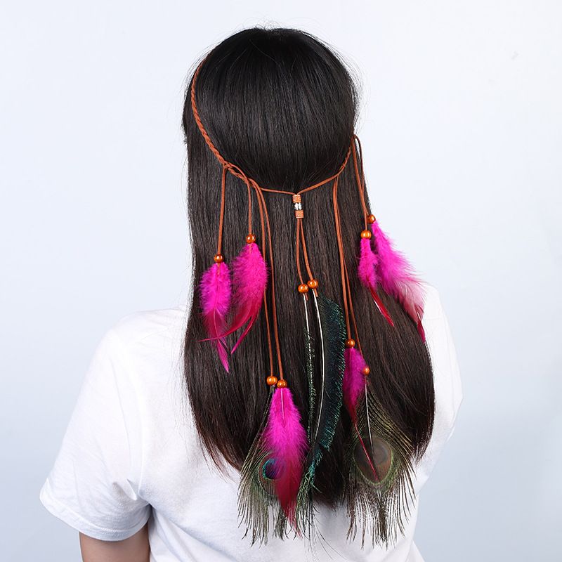Peacock Feather Hair Ornament: Vintage Indian Dance Headband, Boho Ethnic Style Hair Accessory - Perfect For Parties, Performances & Festivals_voghion.com