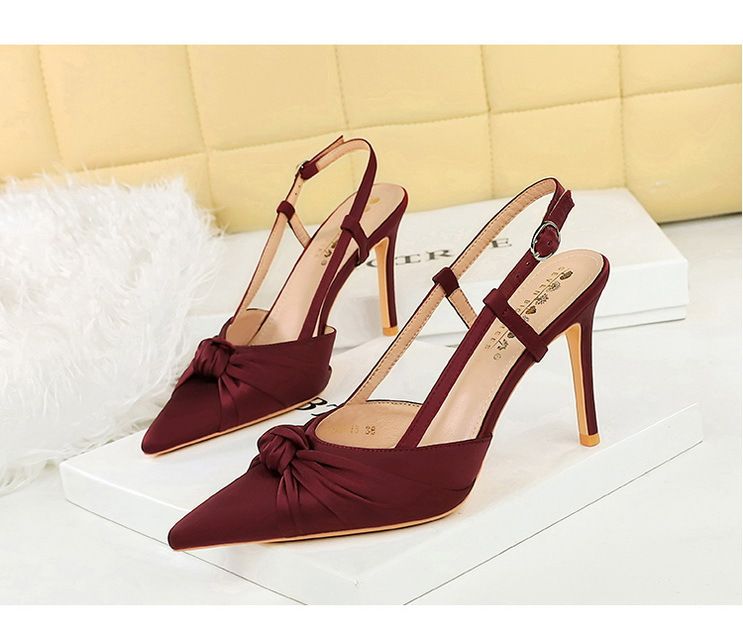 Elegant Satin Bow Pointed-Toe Stiletto Heels For Women - Chic Open Back Dress Shoes For Parties & Special Occasions (Sizes 34-40, Colors Available)_voghion.com
