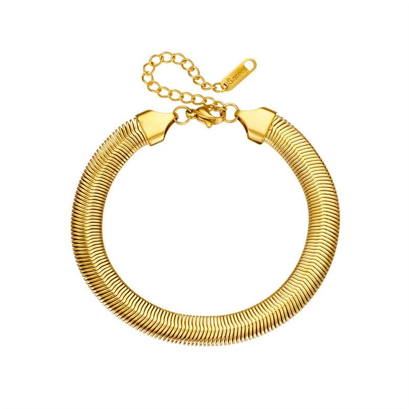 Nuovo bracciale in acciaio al titanio Cuba morbida catena a serpente piatta in acciaio inossidabile gioielli semplici gioielli fatti a mano_voghion.com