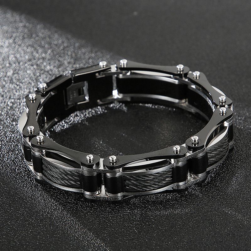 Herrenschmuck Atmosphärisches Mode-Stahldraht-Draht-Fahrrad-Titanstahl-Herrenarmband_voghion.com