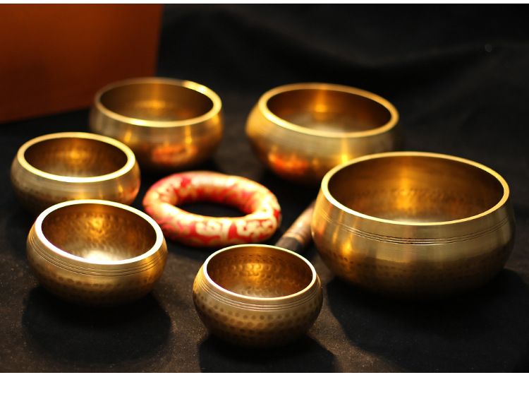 Nepalese klankschaal, handgemaakte kom, handgehamerde Tibetaanse klankschaalset - Stressverlichting, chakra-balancering en meditatietool_voghion.com