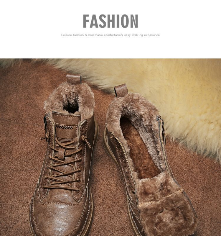 Herren Samt Warme Verdickte Schneestiefel High-Top Schuhe Winter Baumwollschuhe Pelz Integrierte Wasserdichte Und Rutschfeste Baumwollstiefel_voghion.com