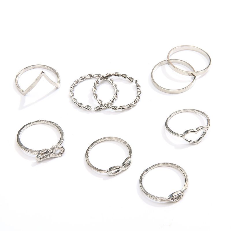 New Love 8 French Bow Open Set of 9-piece Ring Jewelry_voghion.com