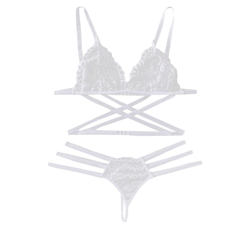 Hot Sale Naisten U Sexy alusasusetti naisille Plus Size Lace Lingerie Thong Set Bodydoll Sleepwear Bandage Bran_voghion.com