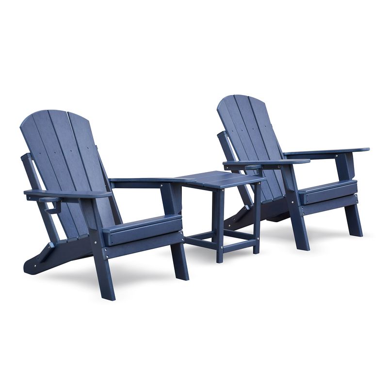 3 PCS Folding Adirondack Sets,2 Resin Adirondack and Side Table_voghion.com