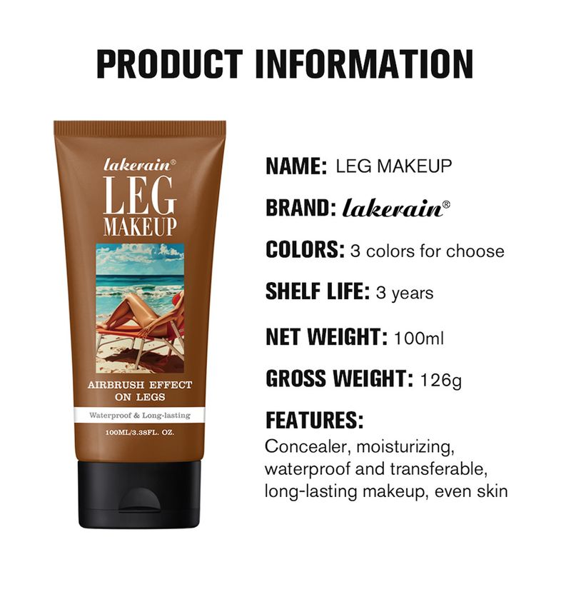 Maquillaje para piernas Lakerain MAQUILLAJE PARA PIERNAS Corrector a prueba de agua Tono de piel uniforme Crema para piernas oscurecedora_voghion.com
