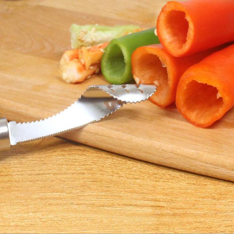 Kitchen gadget stainless steel pepper seed remover green pepper core remover household balsam pear core remover seed digger_voghion.com