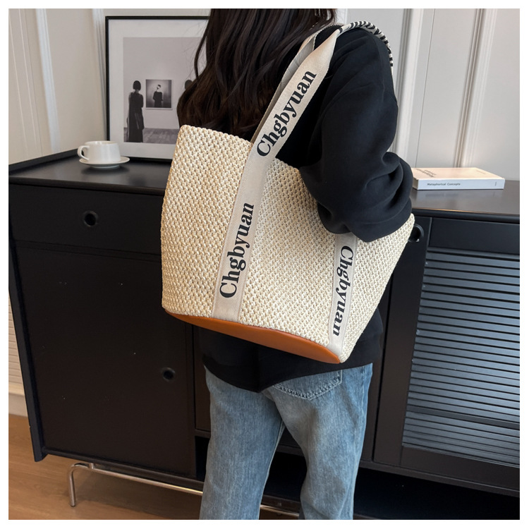 Borsa a tracolla alla moda da donna, borsa a secchiello per le vacanze di grande capacità_voghion.com